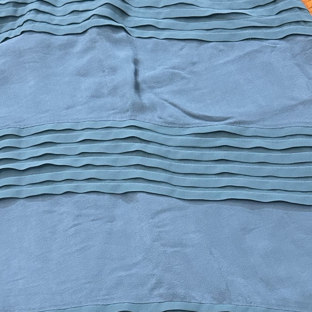 Soft Surroundings Size PXS Petite Pintuck Flowy Chiffon Blue Long Maxi Skirt - Picture 6 of 10